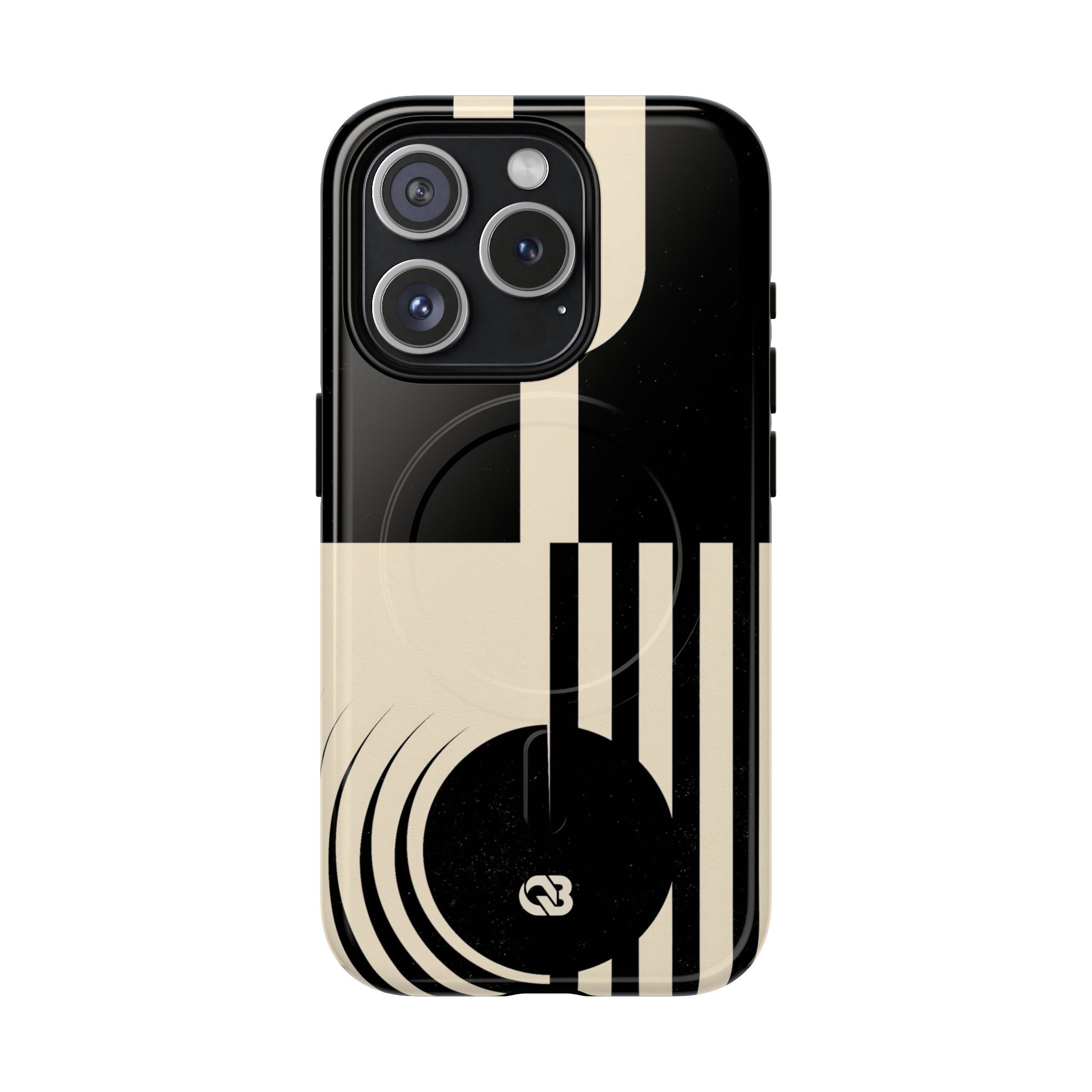 Black Tough 2.0 Magsafe Phone Case for iPhone - Ivory Signal Grid