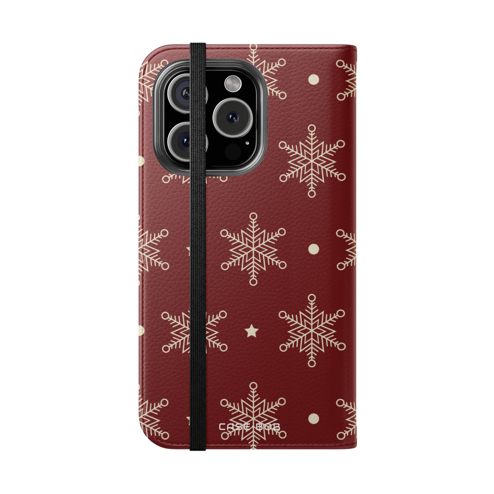 Cream Snowflakes Crimson - iPhone 16 Pro Case - Wallet
