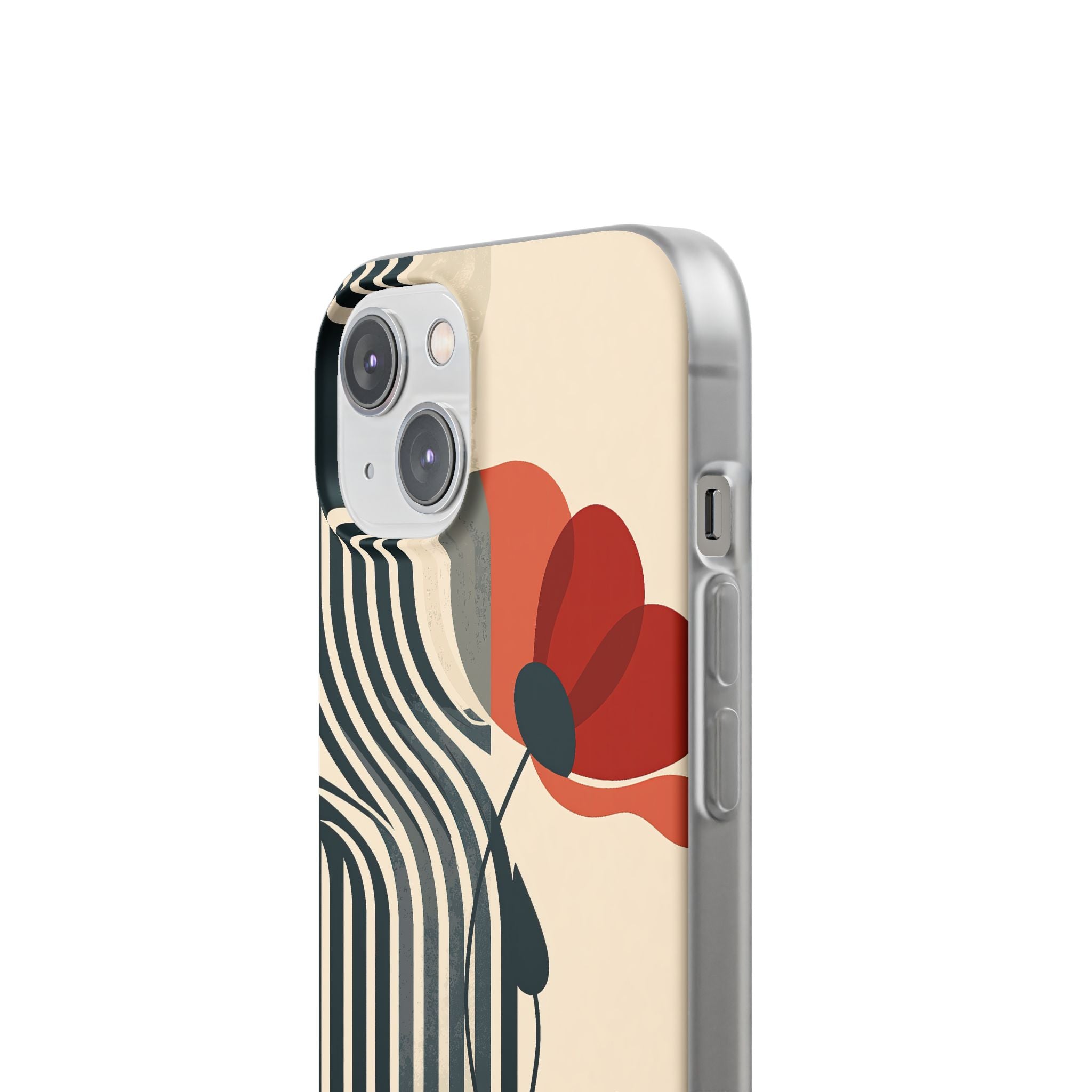 Beige Lite Phone Case for iPhone - Crimson Line Bloom