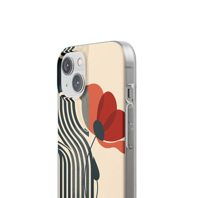 Beige Lite Phone Case for iPhone - Crimson Line Bloom