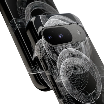Black Tough Phone Case for Google Pixel - Kinetic Wireframe Orbit