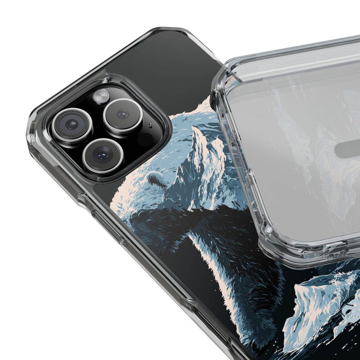 Nordic Arctic Bear · Clear Impact Magnetic Phone Case for iPhone · Black