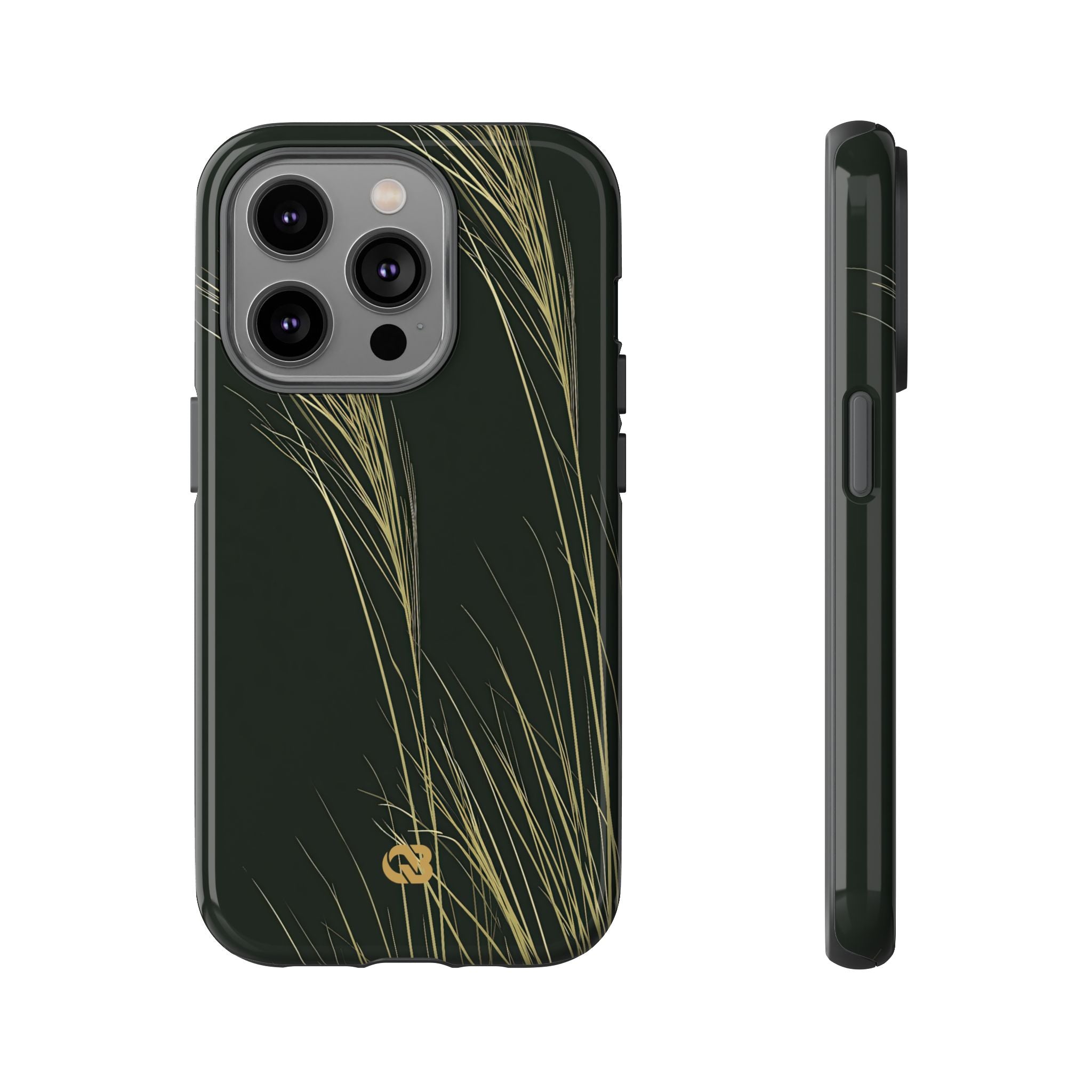 Green Tough Phone Case for iPhone - Midnight Gilded Grass