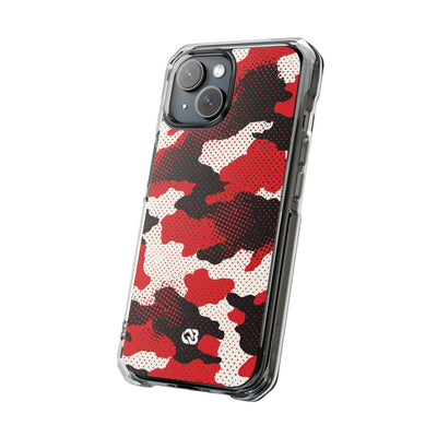 Crimson Halftone Camo · Clear Impact Magnetic Phone Case for iPhone · Red