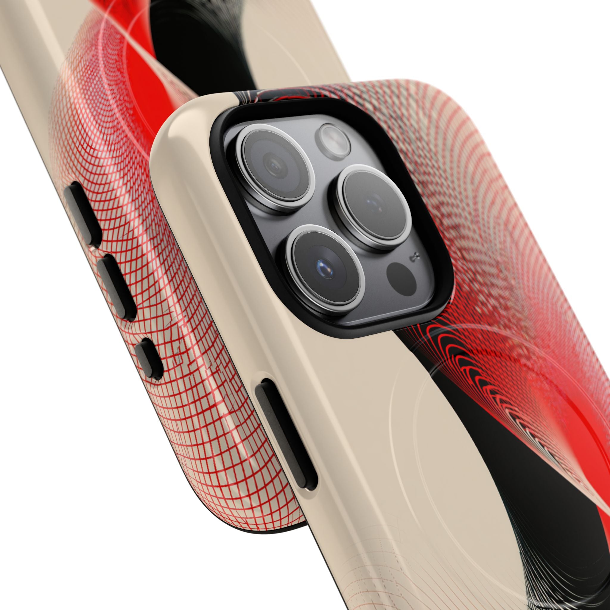 Red Tough 2.0 Magsafe Phone Case for iPhone - Crimson Grid Vortex
