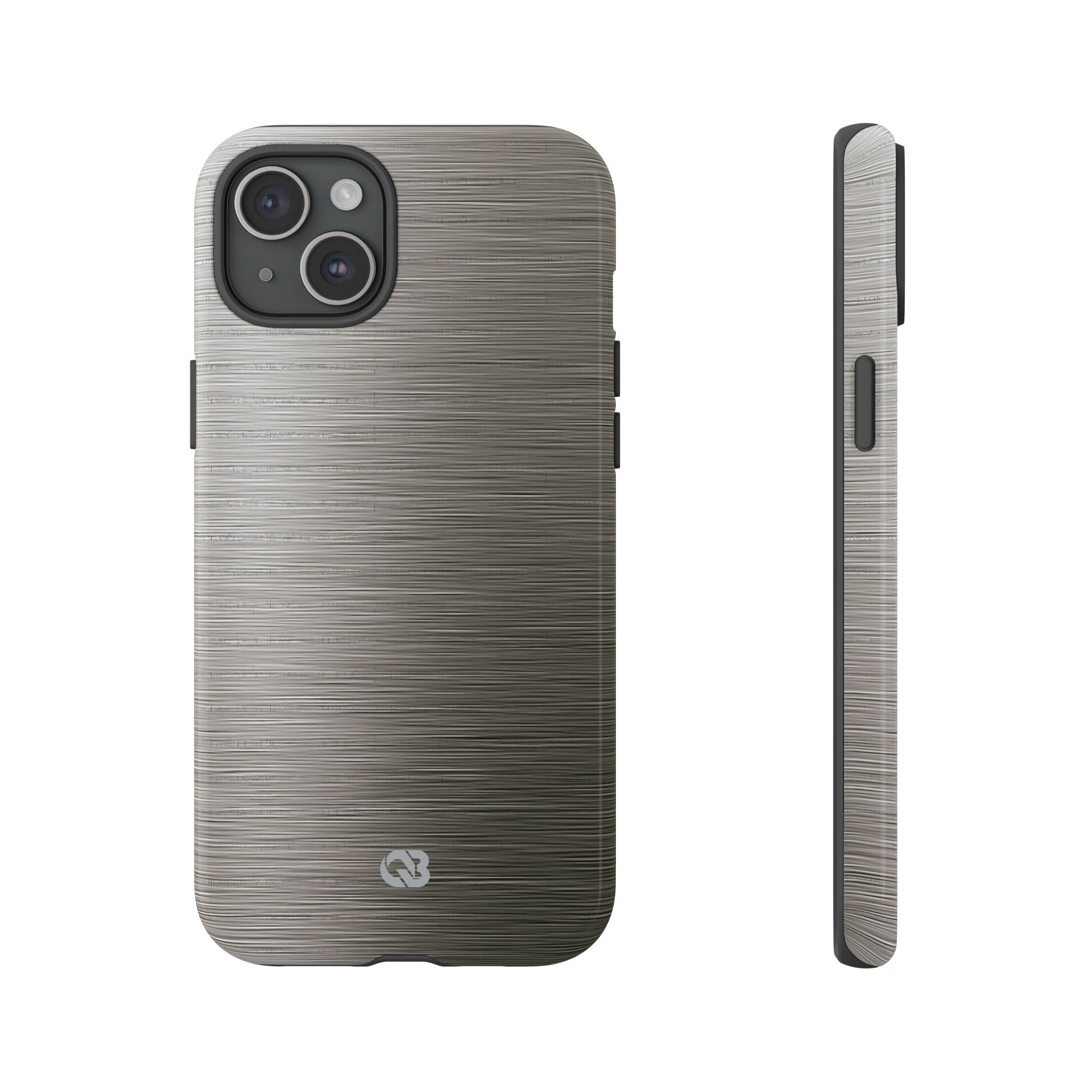 Grey Tough Phone Case for iPhone - Brushed Industrial Steel
