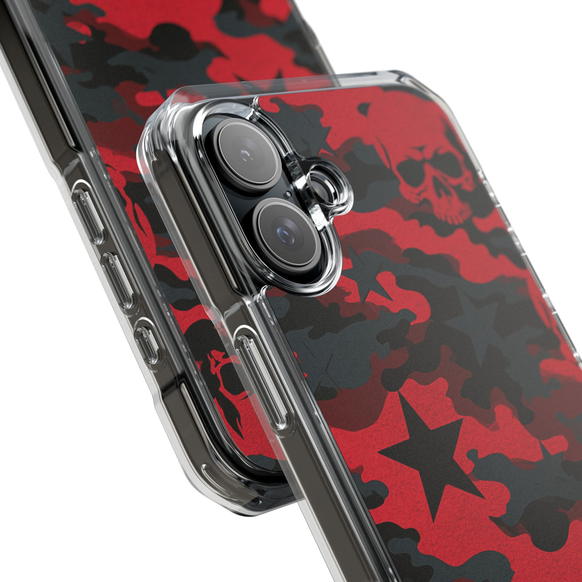Crimson Skull Camo · Clear Impact Magnetic Phone Case for iPhone · Red