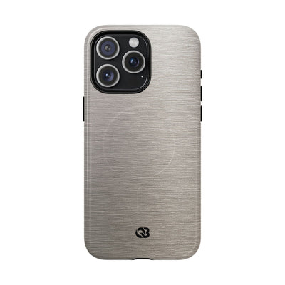 Grey Tough 2.0 Magsafe Phone Case for iPhone - Brushed Nickel Linen