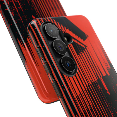 Red Tough Phone Case for Samsung - Crimson Brutalist Distortion