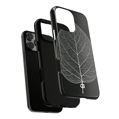 Black Tough Phone Case for iPhone - Bleached Leaf Lattice