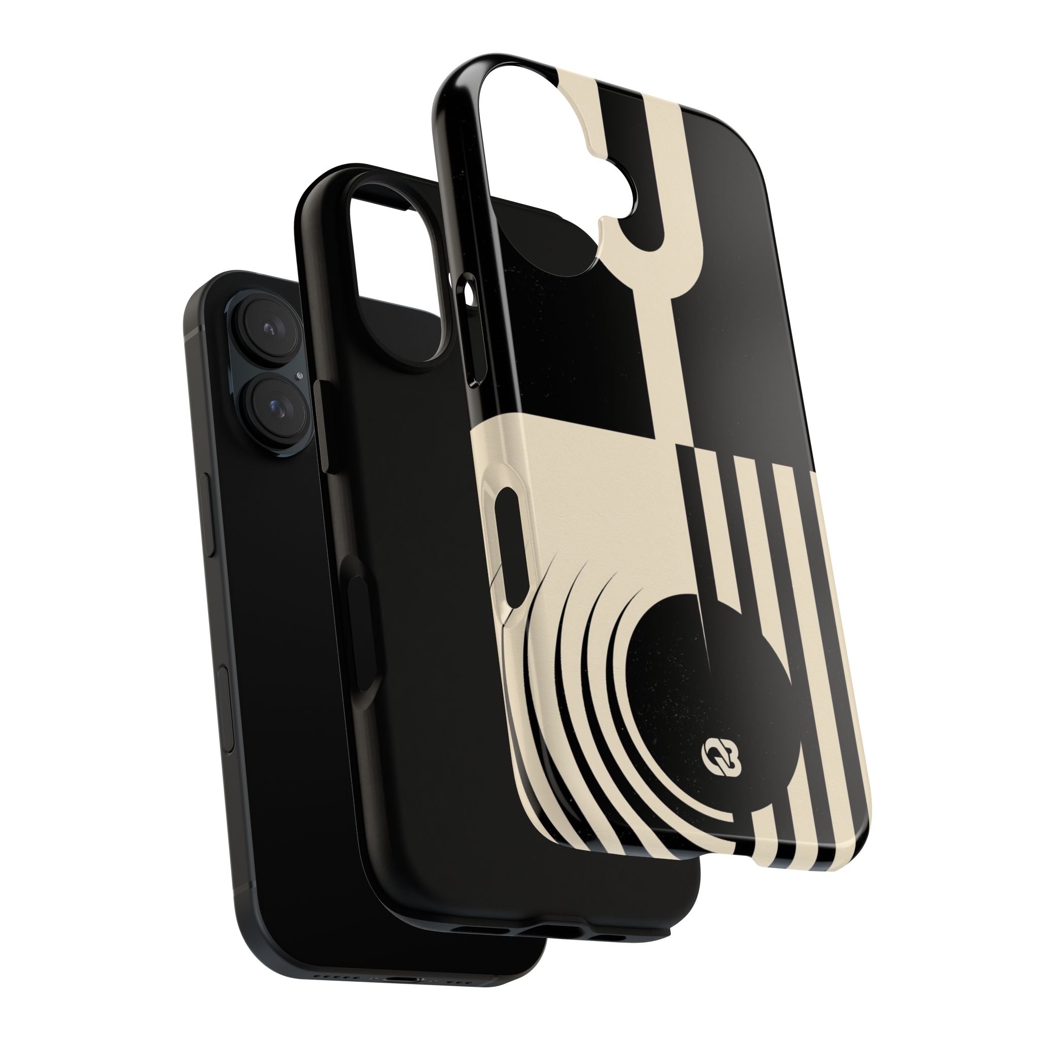 Black Tough Phone Case for iPhone - Ivory Signal Grid