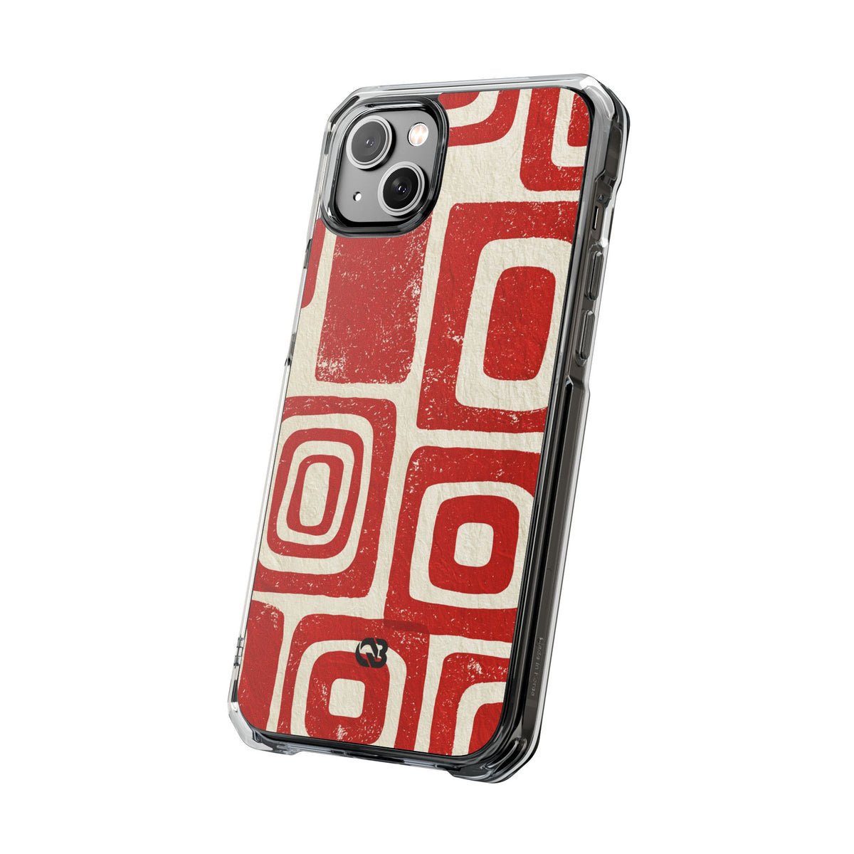 Vermilion Block Motif · Clear Impact Magnetic Phone Case for iPhone · Red