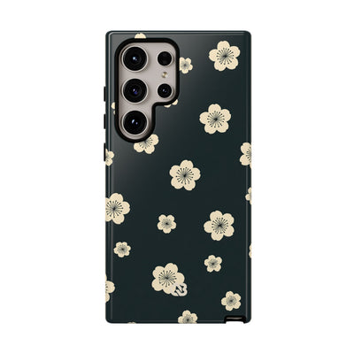 Teal Tough Phone Case for Samsung - Obsidian Cream Petals