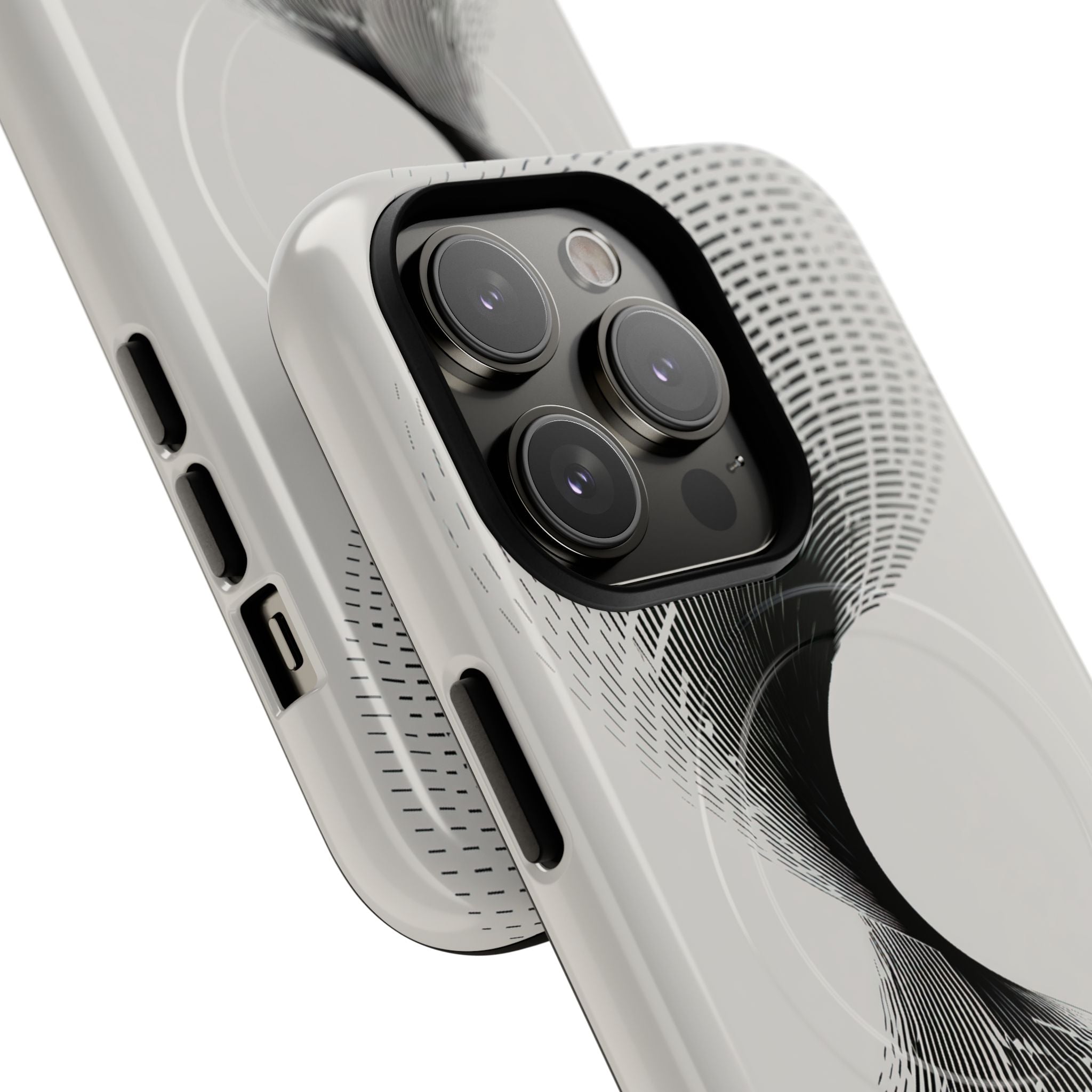 White Tough 2.0 Magsafe Phone Case for iPhone - Linear Torsion Grid