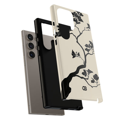 Beige Tough Phone Case for Samsung - Obsidian Bonsai Silhouette