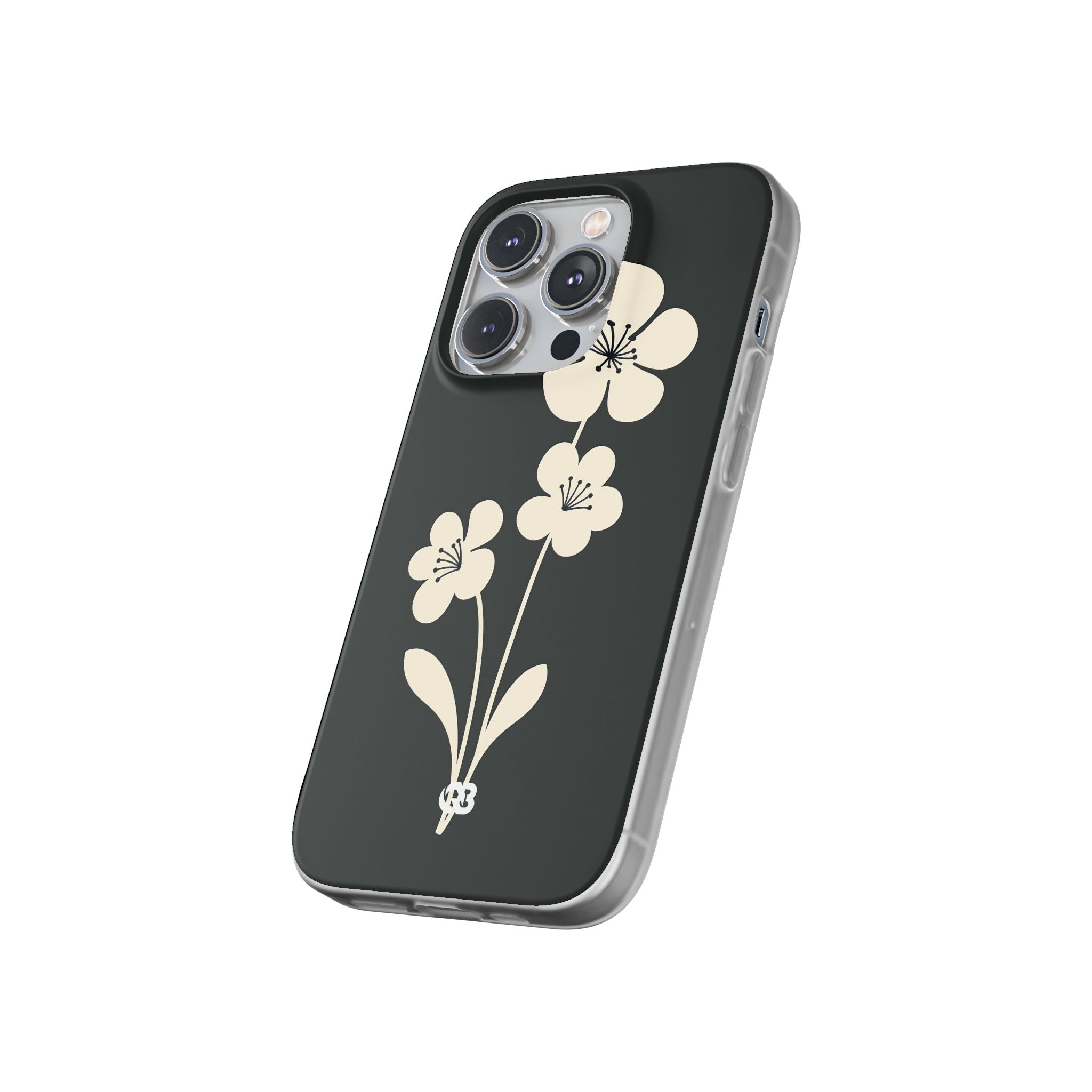 Black Lite Phone Case for iPhone - Obsidian Cream Bloom