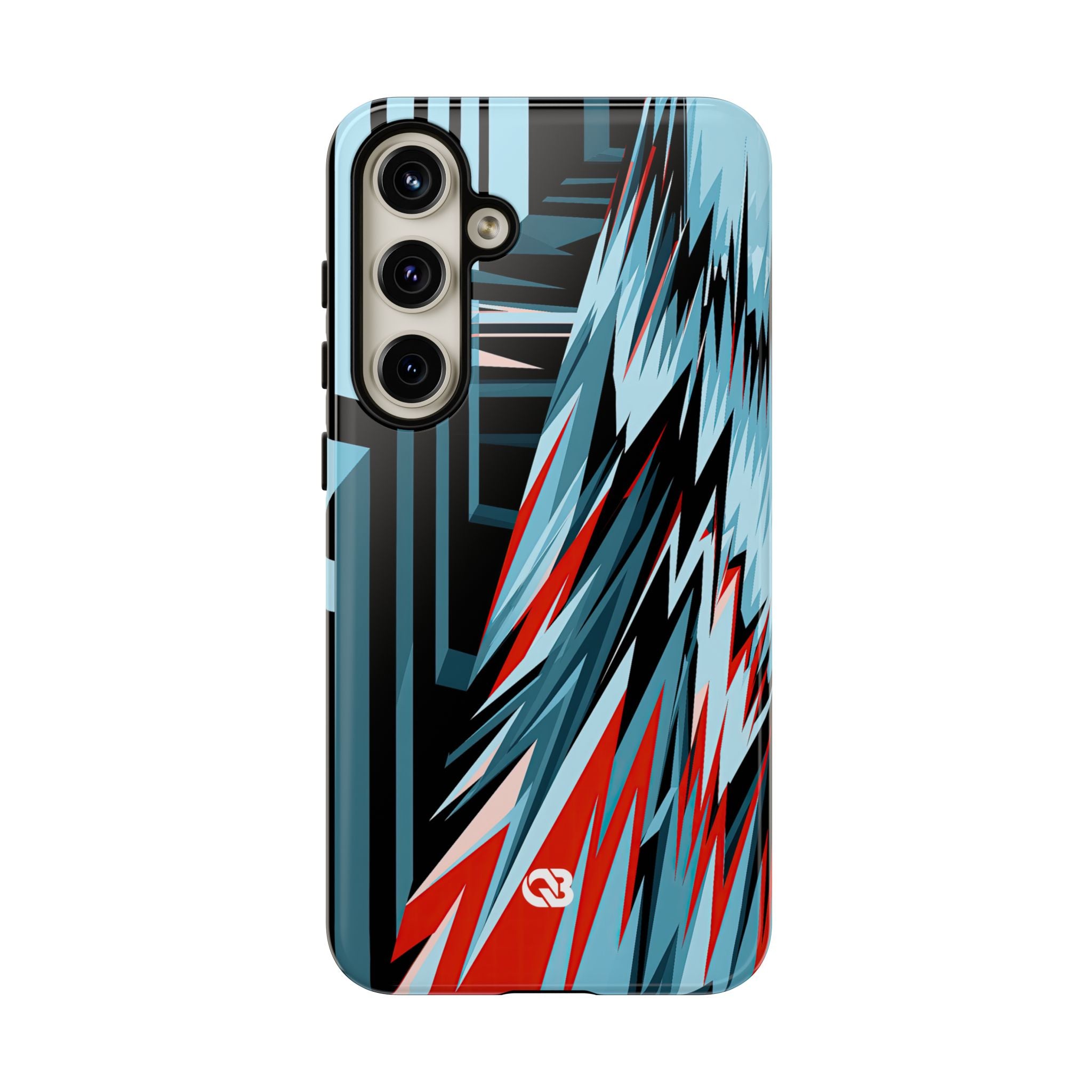 Blue Tough Phone Case for Samsung - Glitch Peak Cyan