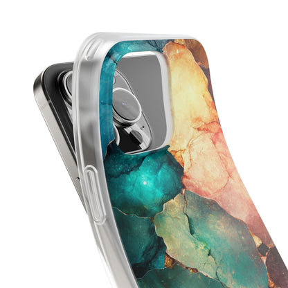 Teal Mosaic Veins iPhone 16 Pro Max Case - Soft
