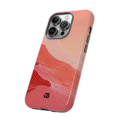 Red Tough Phone Case for iPhone - Crimson Ridge Contour
