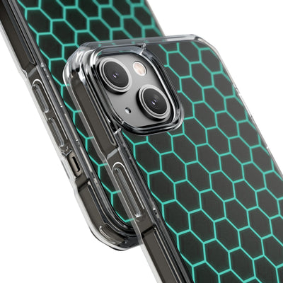 Neon Hex Spectrum · Clear Impact Magnetic Phone Case for iPhone · Teal
