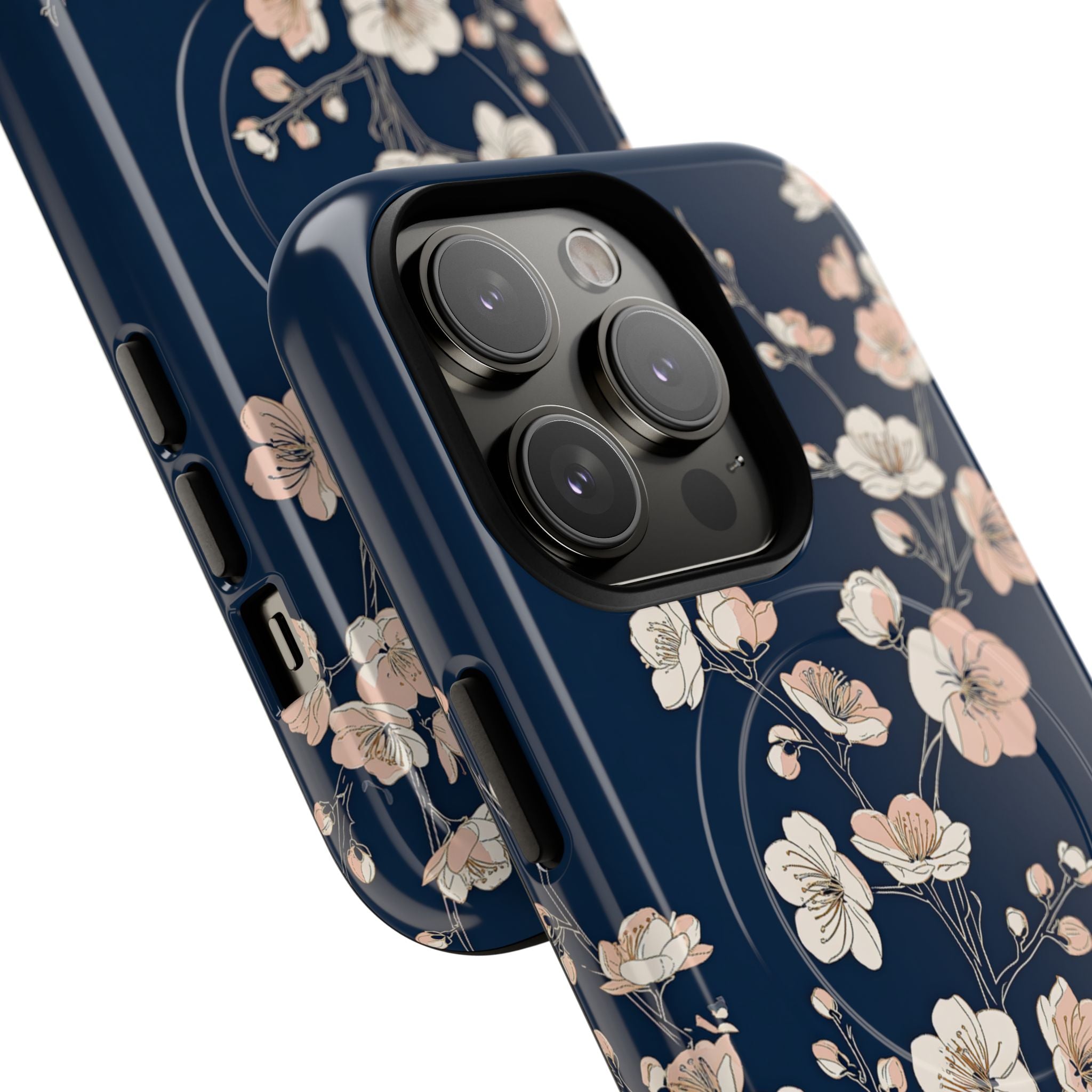 Blue Tough 2.0 Magsafe Phone Case for iPhone - Midnight Peach Sakura