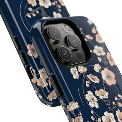 Blue Tough 2.0 Magsafe Phone Case for iPhone - Midnight Peach Sakura