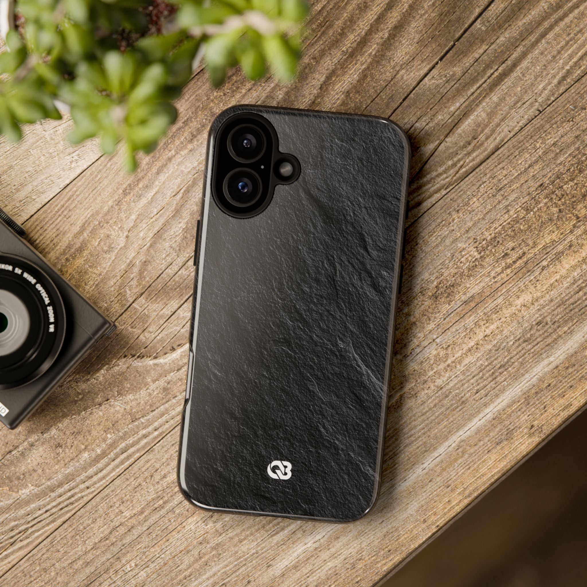 Black Tough Phone Case for iPhone - Raw Obsidian Slate