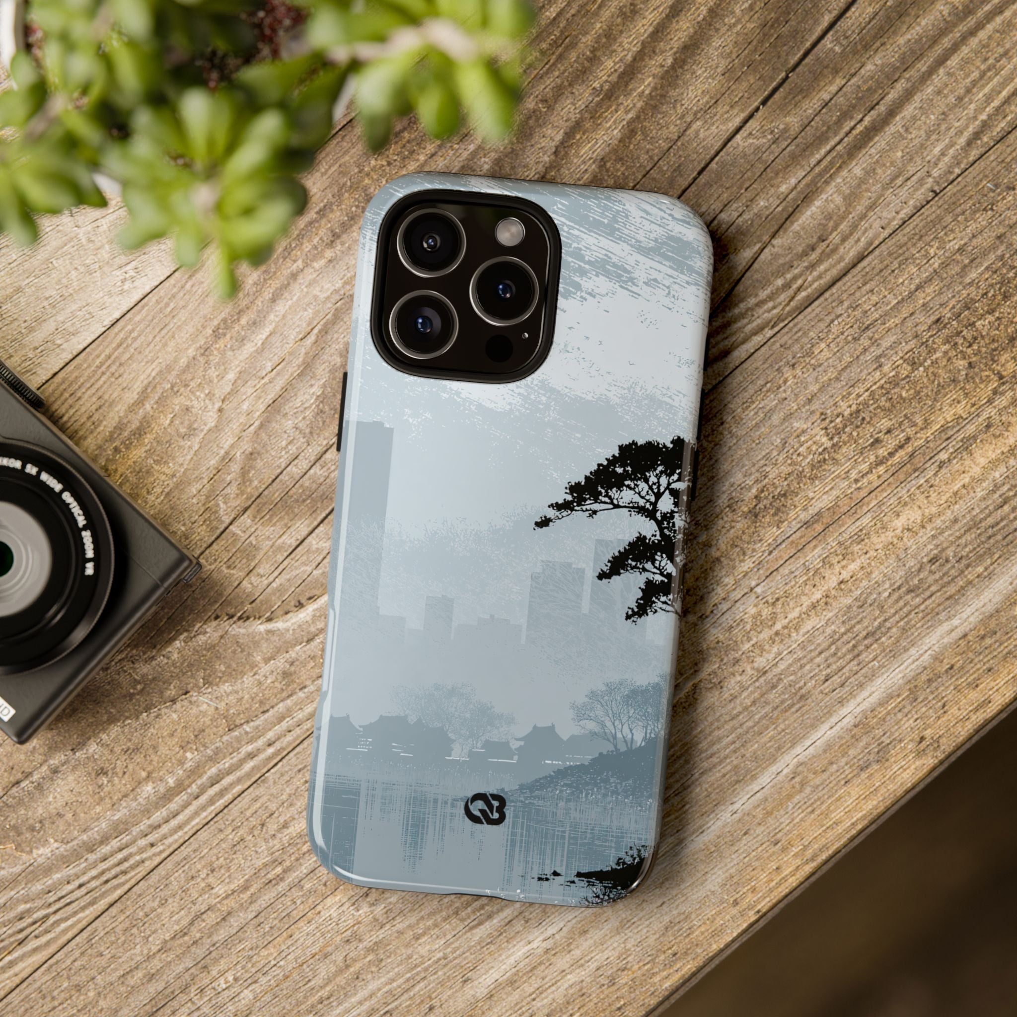 Grey Tough Phone Case for iPhone - Steel Slate Zen