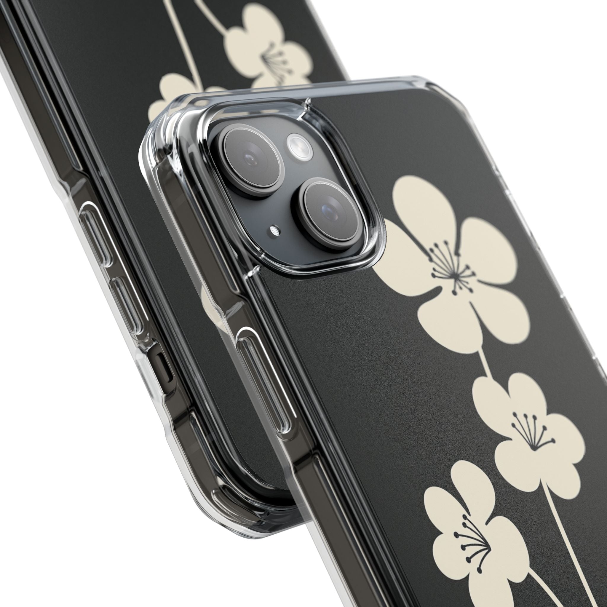 Black Impact MagSafe Phone Case for iPhone - Obsidian Cream Bloom