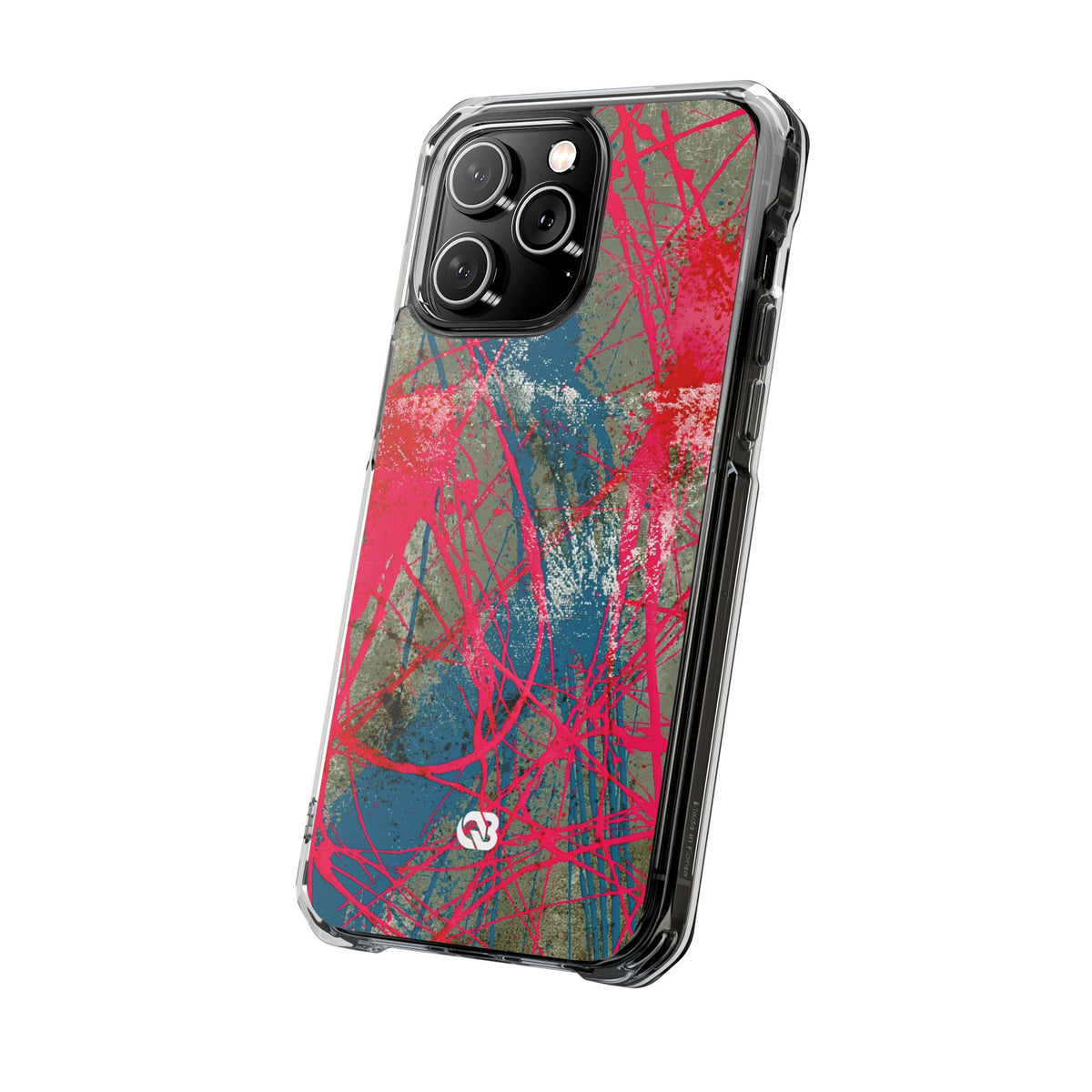 Neon Static Drip · Clear Impact Magnetic Phone Case for iPhone · Pink