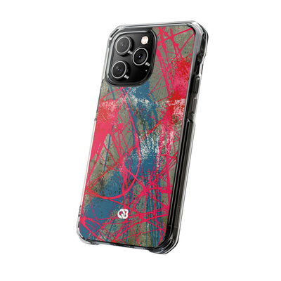 Neon Static Drip · Clear Impact Magnetic Phone Case for iPhone · Pink