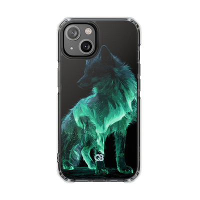 Nordic Aurora Fox · Clear Impact Magnetic Phone Case for iPhone · Teal