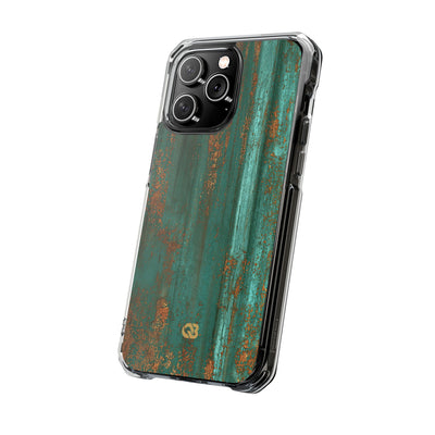 Teal Impact MagSafe Phone Case for iPhone - Verdigris Copper Siding