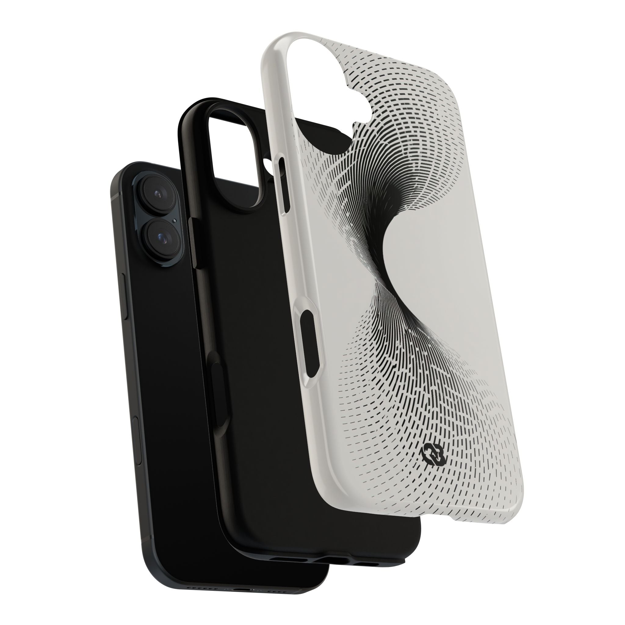 White Tough Phone Case for iPhone - Linear Torsion Grid