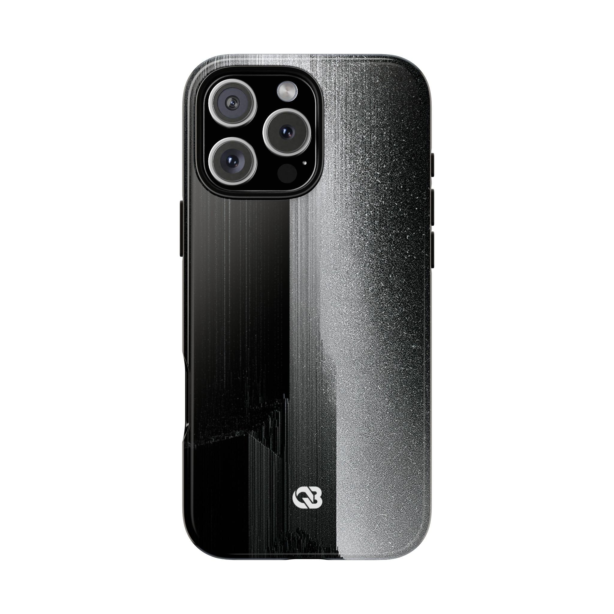 Black Tough Phone Case for iPhone - Brutalist Pixel Monolith