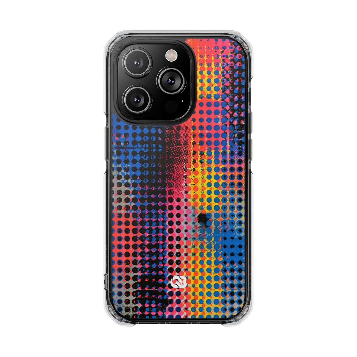 Chromatic Halftone Grid · Clear Impact Magnetic Phone Case for iPhone ·  Blue