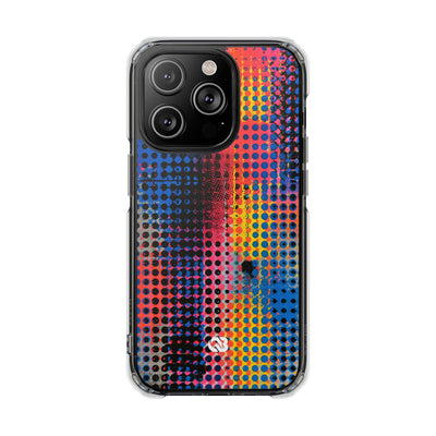 Chromatic Halftone Grid · Clear Impact Magnetic Phone Case for iPhone ·  Blue