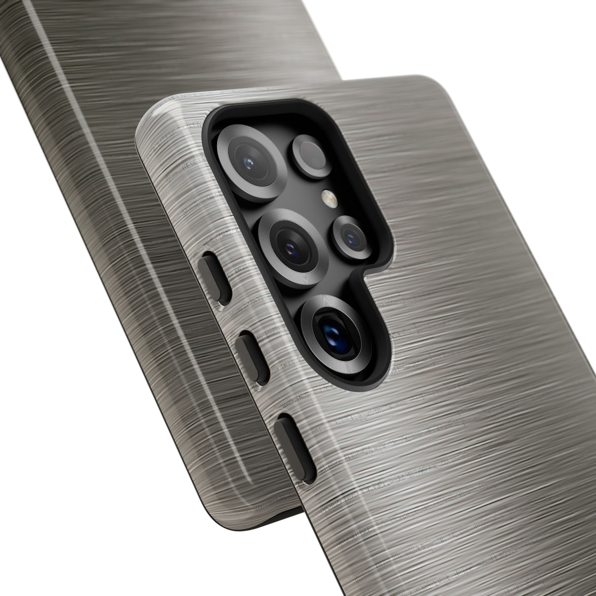 Grey Tough Phone Case for Samsung - Brushed Industrial Steel