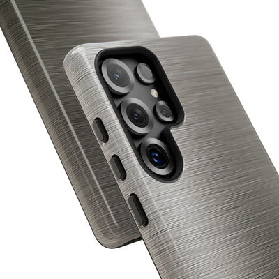 Grey Tough Phone Case for Samsung - Brushed Industrial Steel