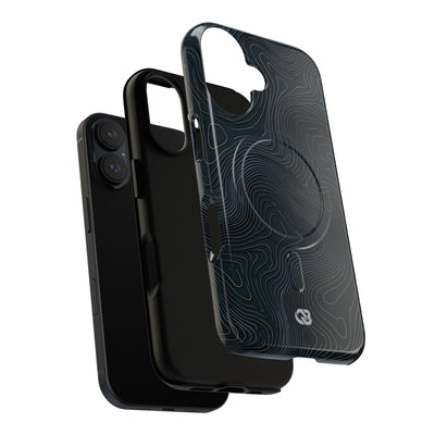 Black Tough 2.0 Magsafe Phone Case for iPhone - Obsidian Ridge Topo