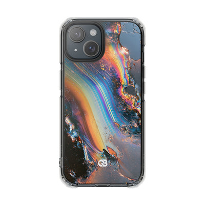 Prismatic Aura Flow · Clear Impact Magnetic Phone Case for iPhone · Blue
