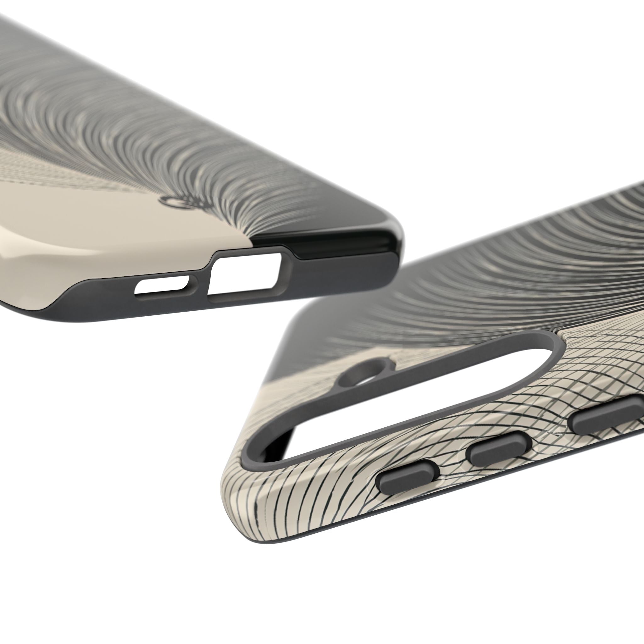Beige Tough Phone Case for Samsung - Obsidian Cream Plume