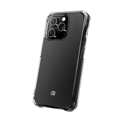 Obsidian Brushed Steel · Clear Impact Magnetic Phone Case for iPhone ·  Black