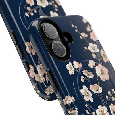 Blue Tough 2.0 Magsafe Phone Case for iPhone - Midnight Peach Sakura
