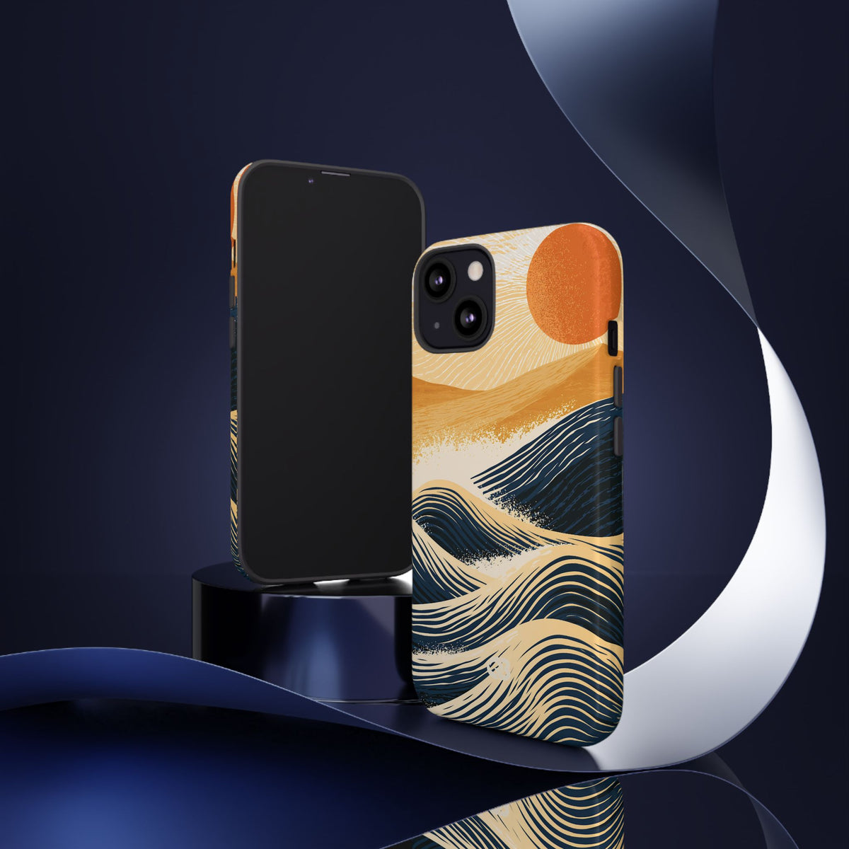 Golden Horizon Waves · Tough Phone Case for iPhone · Blue