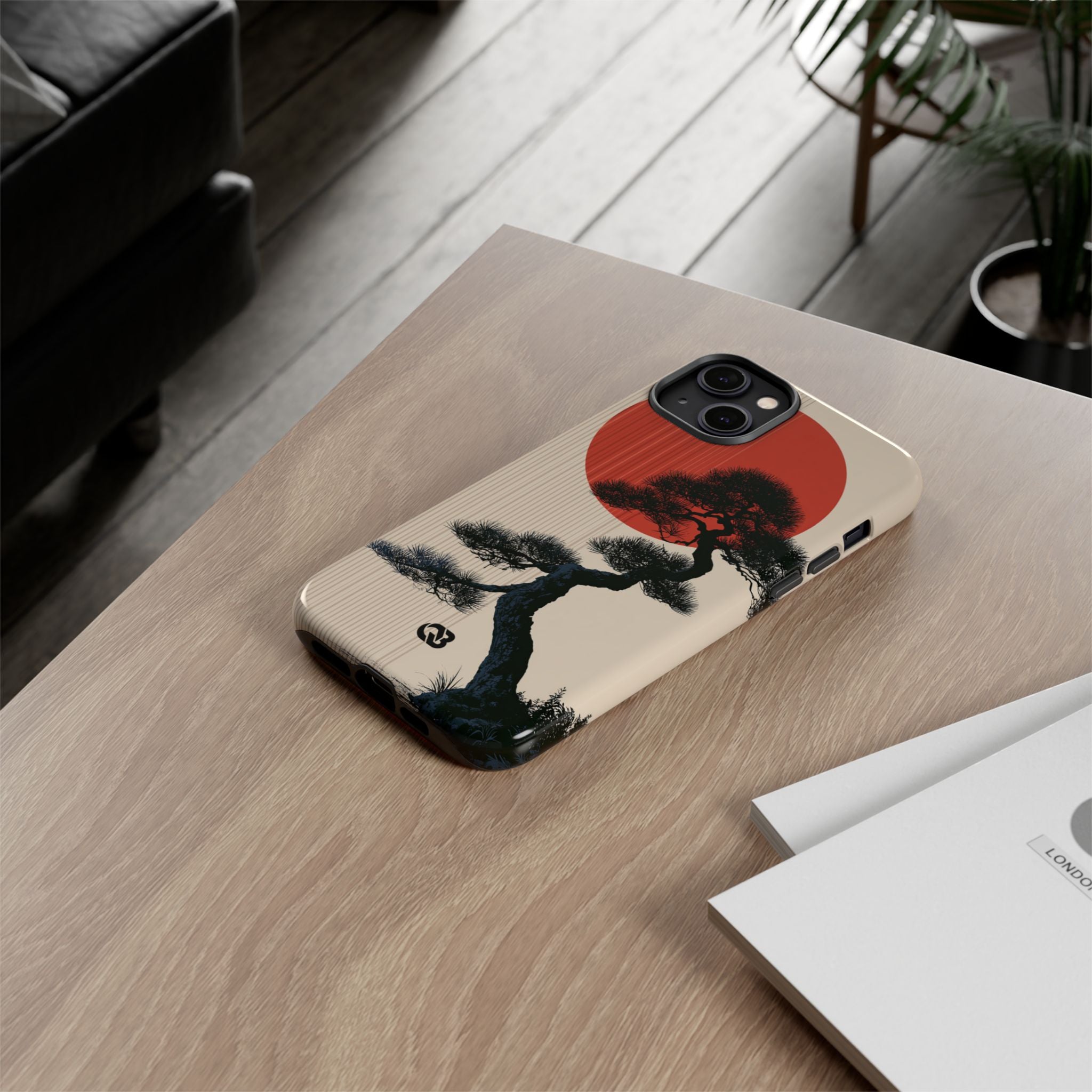 Beige Tough Phone Case for iPhone - Kyoto Crimson Pine