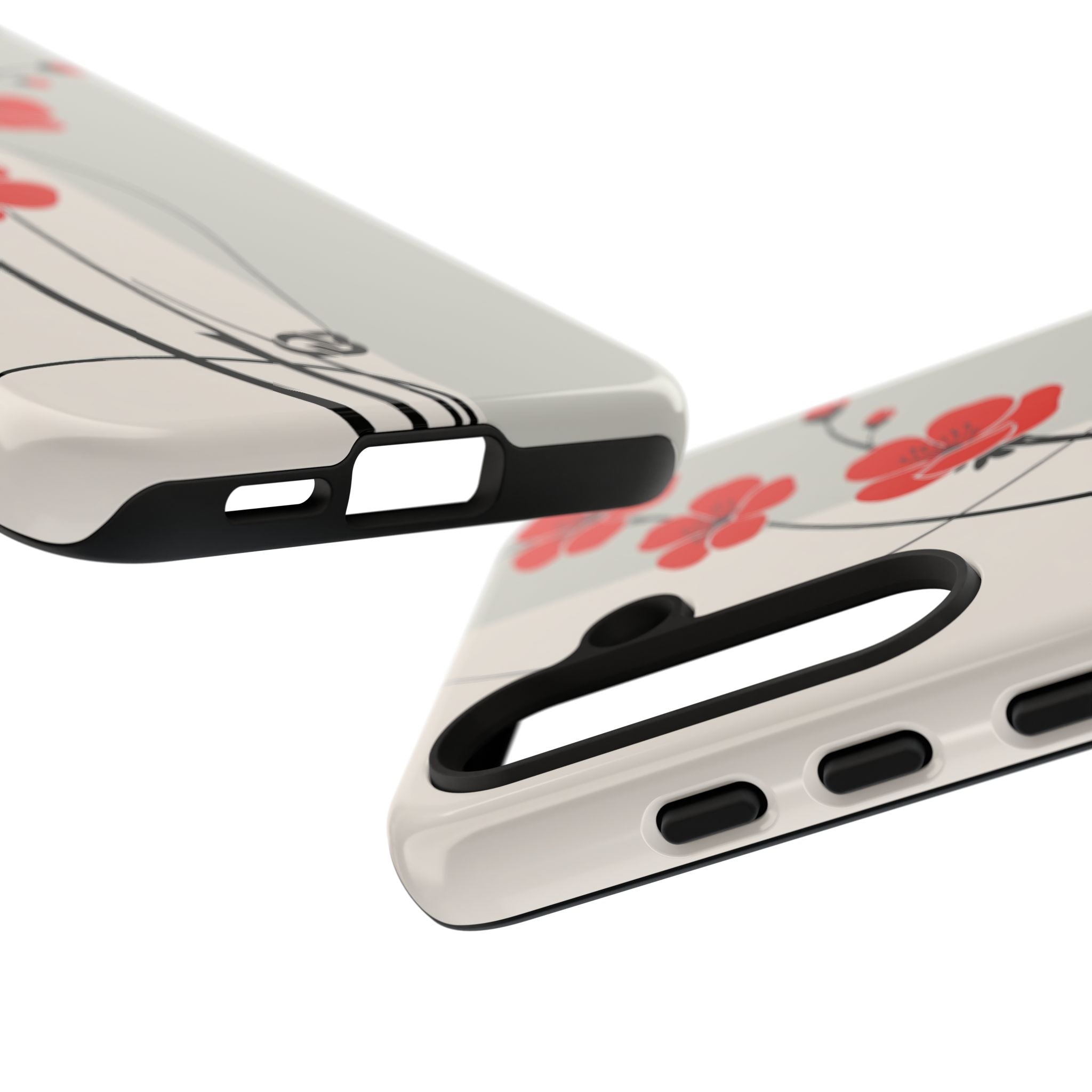 Red Tough Phone Case for Samsung - Crimson Plum Ink