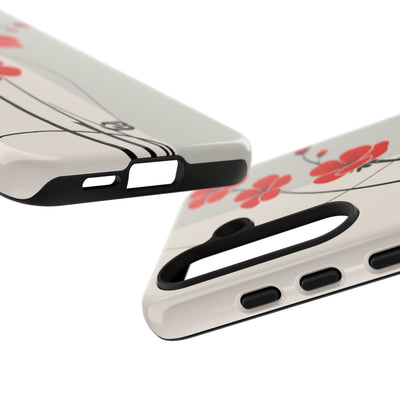 Red Tough Phone Case for Samsung - Crimson Plum Ink