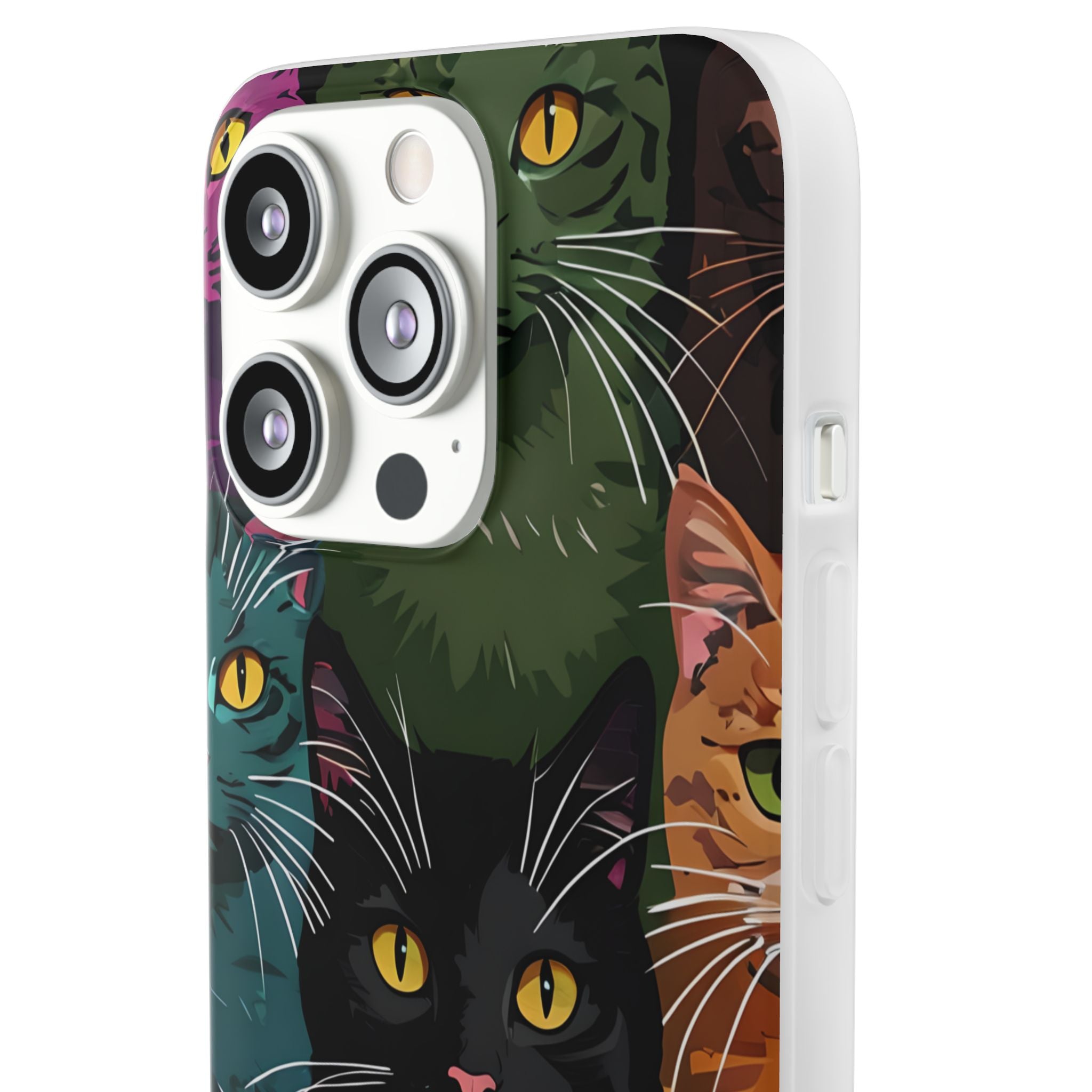 Teal Cat Grid iPhone 13 Pro - Soft