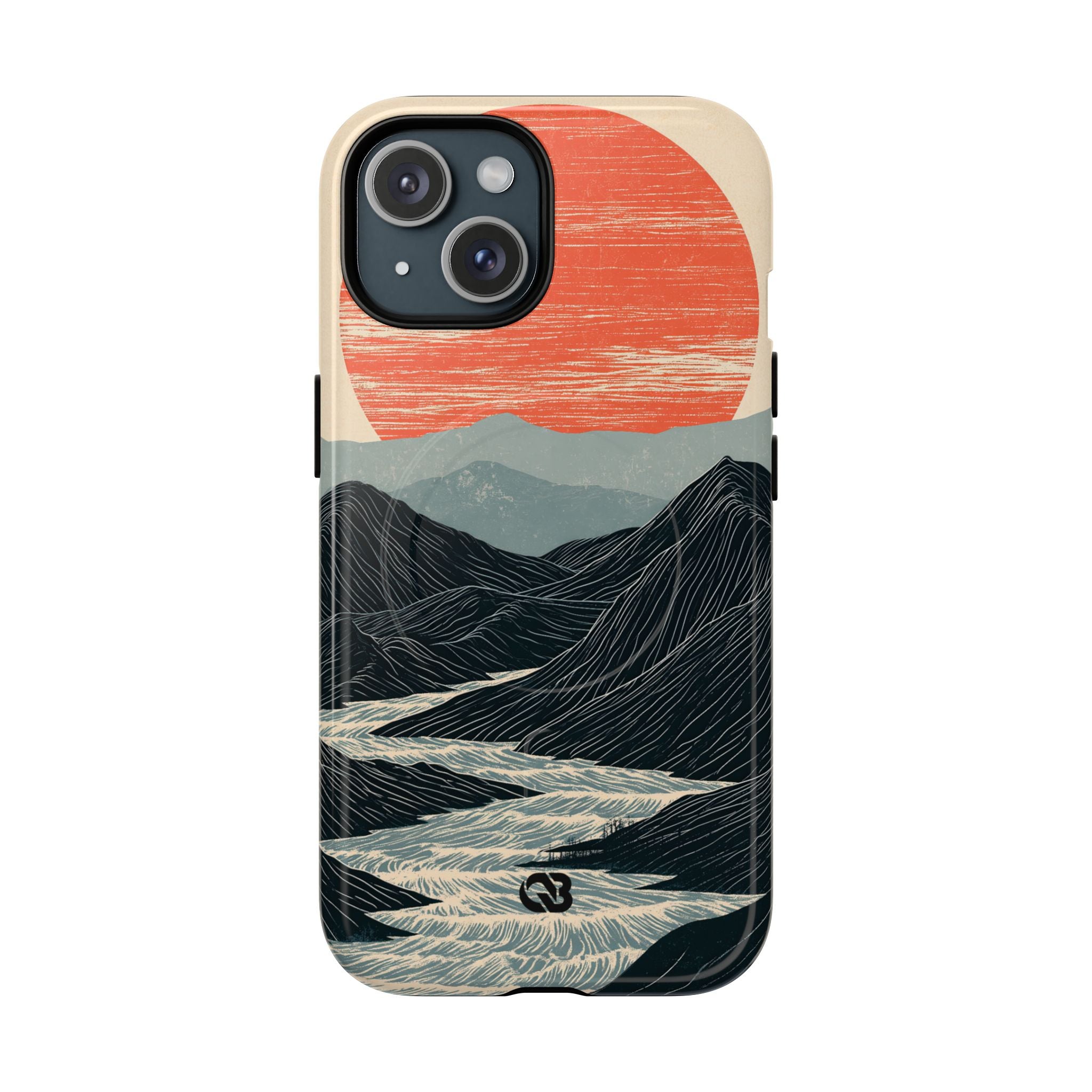 Beige Tough 2.0 Magsafe Phone Case for iPhone - Crimson Ridge Flow
